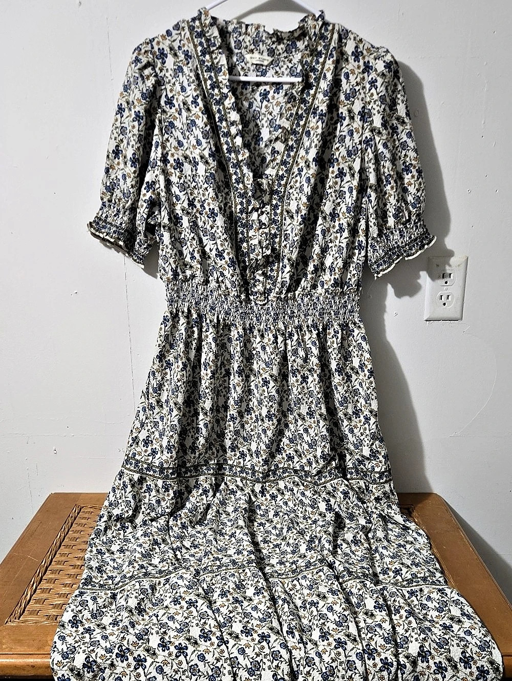 MAX STUDIO Floral Ruffle V-Neck Smocked Waist Tiered Maxi Dress